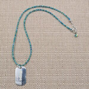 20 Inch Sterling Silver Blue Beaded Hope Pendant Necklace B930